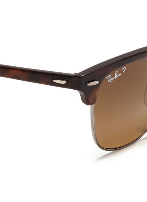 Lyst Ray Ban Clubmaster Folding Matte Tortoiseshell Acetate Browline Sunglasses In Brown