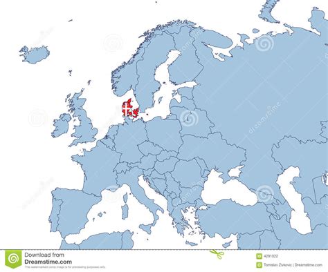 Free maps of european countries printable royalty free jpg. Denmark On Europe Map Stock Photography - Image: 4291022