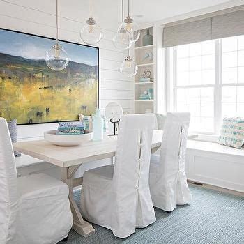 Plywood on the other hand is much thicker (about 3/4″) and costs closer to $50 a sheet for a smooth finish. Staggered Dining Table Pendants | White shiplap wall ...