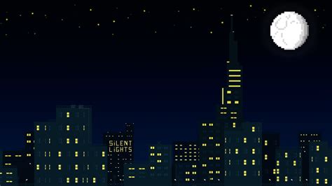 Pixel Art City At Night