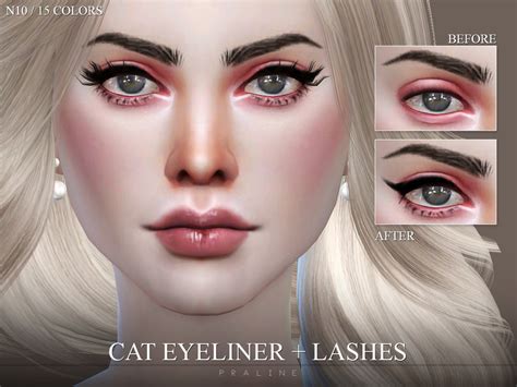 The Sims Resource Cat Eyeliner Lashes N10