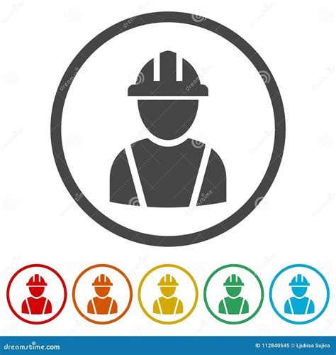 Contractor Icon Workers Icon 6 Colors Included Stock Vector