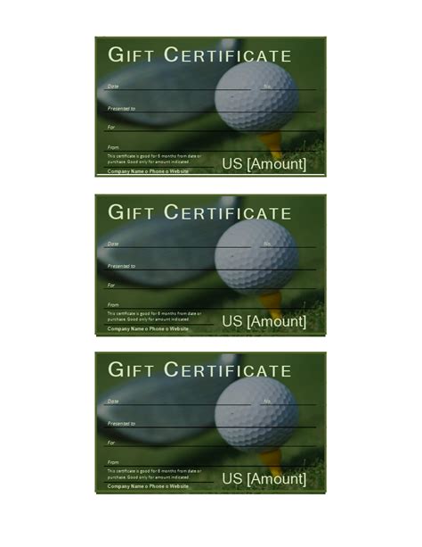 Certificate and the method of payment you'll use (check, cash, or credit card). Golf Lesson Gift Certificate Template Free ...