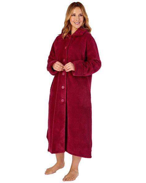 Slenderella Luxury Button Robe Soft Waffle Fleece Long Sleeve Dressing Gown Ebay