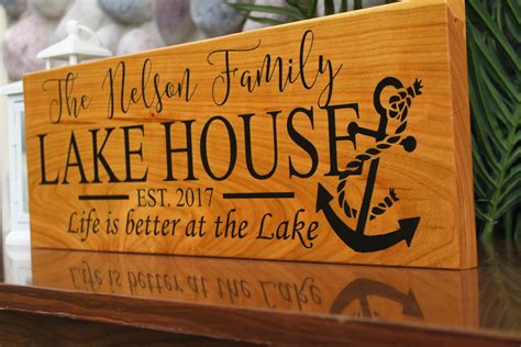 Personalized Lake House Sign Cottage Custom Lake House Sign Decor Cabin