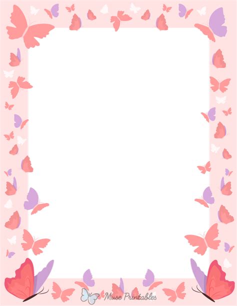 Printable Pink Butterfly Page Border