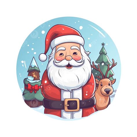 Christmas Greeting Card With Christmas Santa Claus And Reindeer Vector