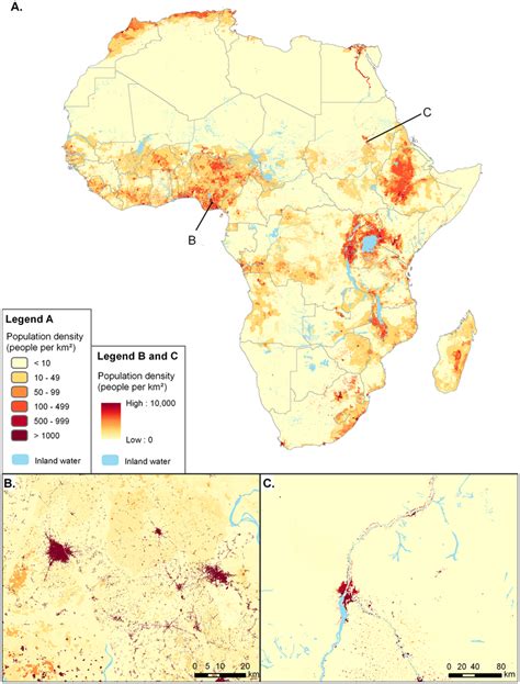 The Spatial Distribution Of Population In Africa In 2010 Maps Show The