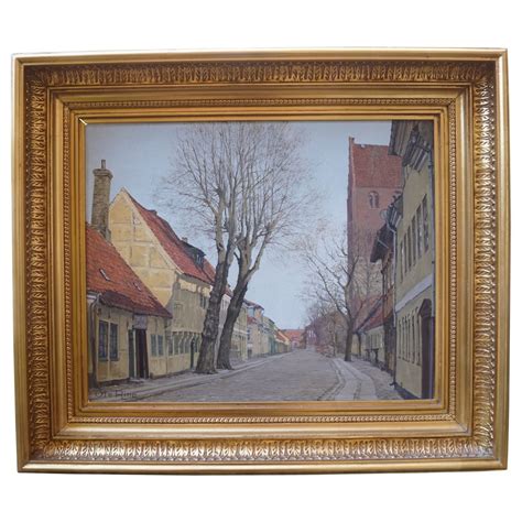 Antik Damgaard Lauritsen Ole Ring Painting Danish city Køge oil painting