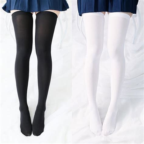 Japanese School Girls Blackwhite Knee Socks Tights