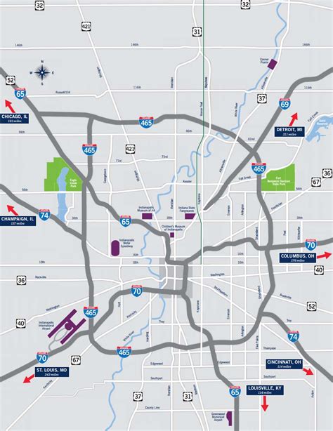 Indianapolis And Downtown Street Map