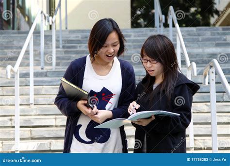 Two Chinese University Students On Campus Stock Image Image Of Office