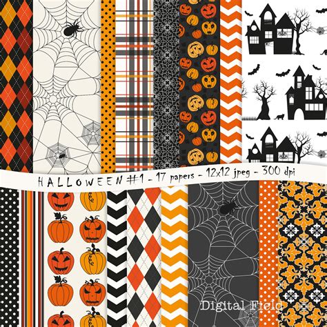 Halloween Digital Scrapbooking Paper Pack 17 By Digitalfield