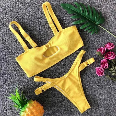 Sexy Bandeau Bikinis 2019 Special Fabric Swimsuits Push Up Swimwear Women Female Brazilian