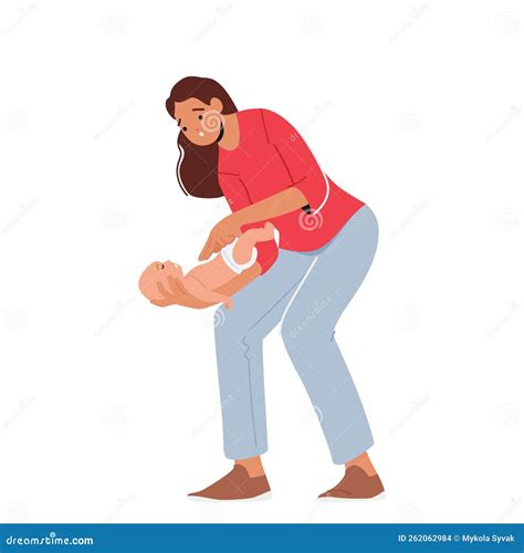 Choking First Aid For Pregnant Woman Heimlich Maneuver Procedure Cartoon Vector Cartoondealer