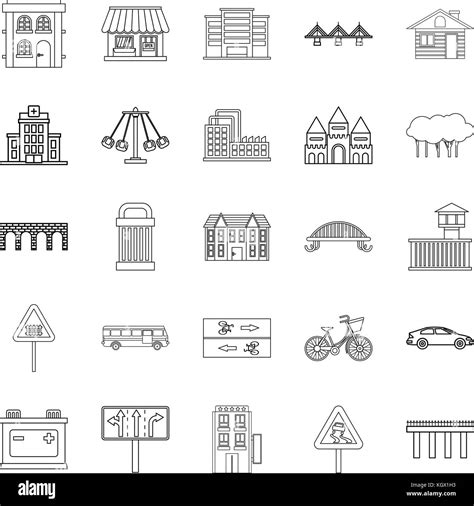 Modern Architecture Icons Set Outline Style Stock Vector Image And Art
