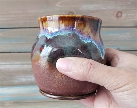 Copper Handmade Pottery Wine Cup Pottery Wine Glass Wine Tumbler Stemless Wine Glass With