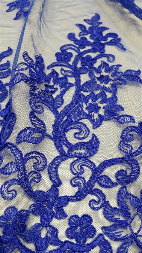 Royal Blue Lace Fabric Evs064c Etsy