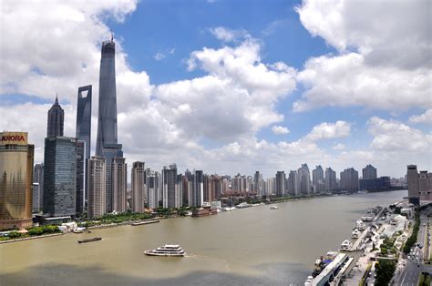 Skyline And Cityscape With The River And Sky In Shanghai China Image