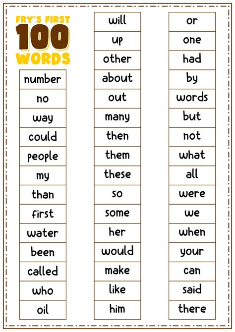 First 100 Sight Words Printable