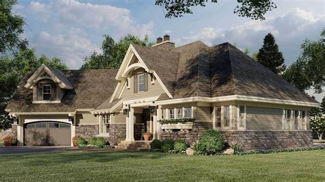 Craftsman House Plan With Home Office Flex Space And An Angled 2 Car