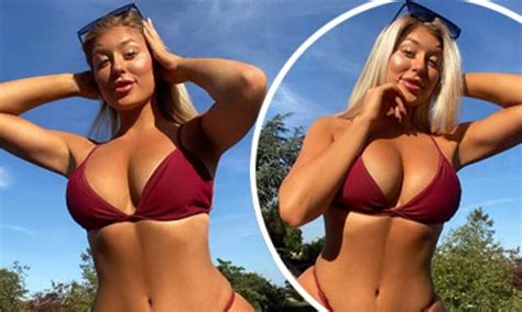 Love Islands Eve Gale Sizzles In A Dark Red Bikini For Sunbathing