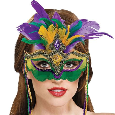 Venetian Feather Mardi Gras Mask 12in X 14in Party City Mardi Gras
