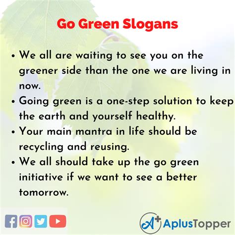 Catchy Go Green Slogans