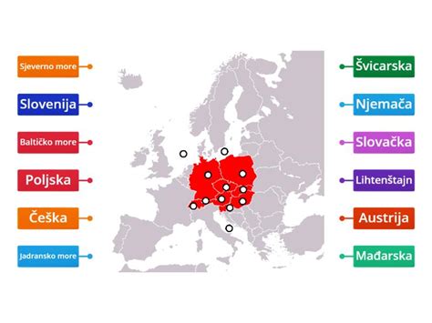 Države Srednje Europe Karta Slika S Oznakama