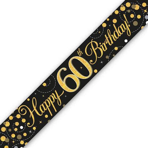 Happy 60th Birthday Black And Gold Banner 60th Birthday Etsy Uk