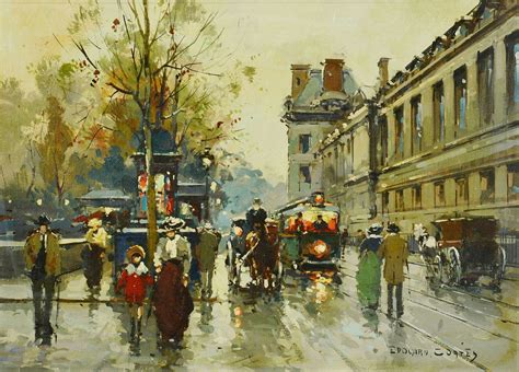lot  edouard cortes oil  canvas paris street scene case antiques