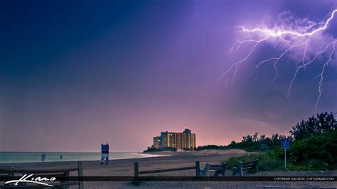 Lightning Storm Over The Jupiter Inlet Beach Florida Royal Stock Photo