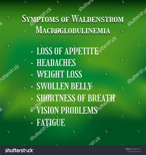 Symptoms Waldenstrom Macroglobulinemia Vector Illustration Medical