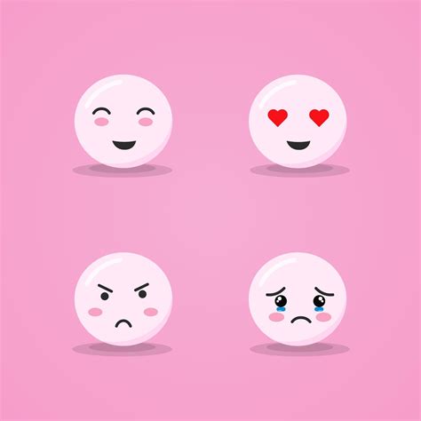 Cute Emoji Set In Pink Color 4435717 Vector Art At Vecteezy