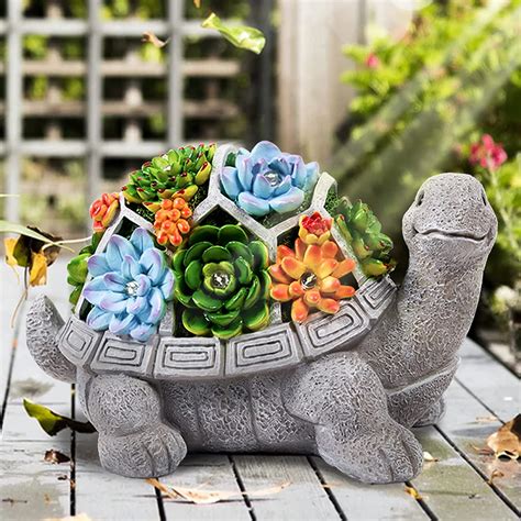 Buy Leses Garden Statues Turtle Outdoor Ornament Solar Statue With 7