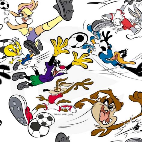 Tissu En Coton Football Looney Tunes