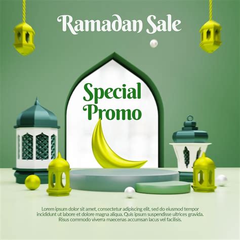 Premium Psd 3d Ramadan Sale Social Media Banner With Podium