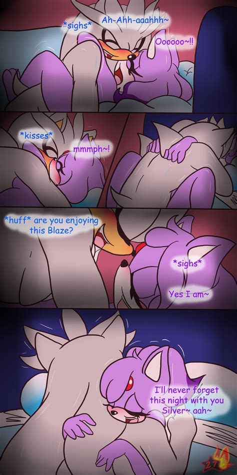 Rule 34 Anthro Bed Blaze The Cat Blush Cat Chacumera Closed Eyes Comic Duo English Text Fangs