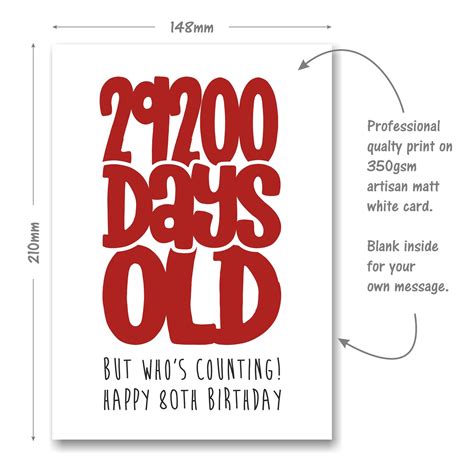 Funny 80th Birthday Card 29200 Days Old But Whos Etsy