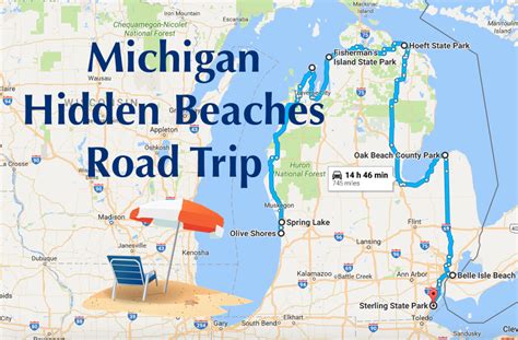 A Map With The Words Michigan Hidden Beaches Road Trip