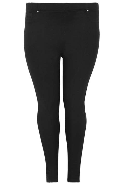 Black Pull On Jenny Jeggings Plus Size 14 To 32