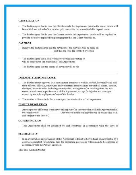 Catering Contract Template Word