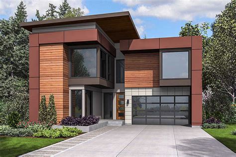 Our interior options and special features are great to help narrow your search, but checking off too many features may limit your search results. Narrow Lot Modern House Plan - 23703JD | Architectural ...