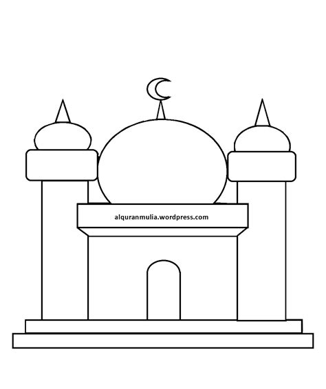 Mewarnai Gambar Contoh Gambar Masjid Sederhana