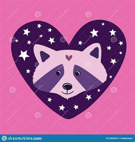 Greeting Card With Cute Cartoon Raccoon For Kids Print Slumber Party