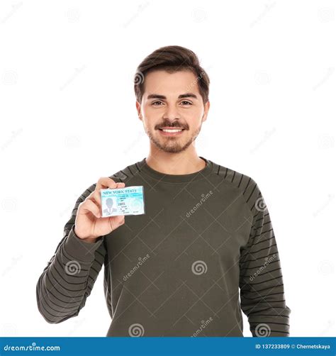 Happy Young Man With Driving License Stock Image Image Of Freedom