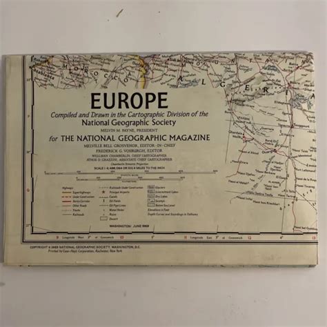 Europe Map National Geographic Society June 1969 Poster Supplement 4