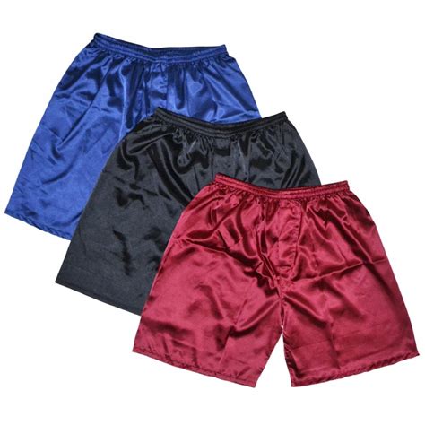 Mens Satin Comfortable Boxers 3 Pcs Set Mens Silk Pajamas Silk Shorts