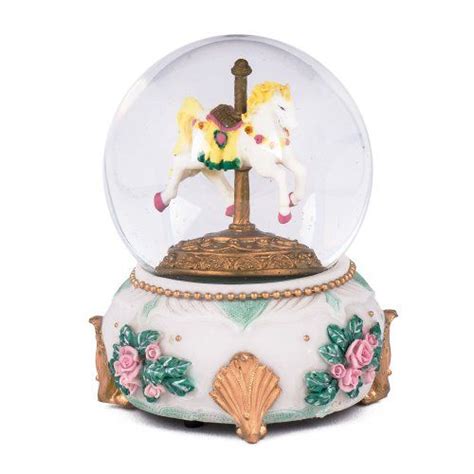 Carousel Horse Glass Musical Snow Globe Plays Song Love Makes The World