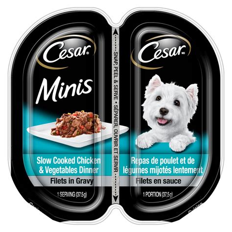 Made in the usa with the world's finests ingredients, cesar makes a great meal on its own or as a dog food topper mixed with dry food. CESAR Minis Wet Dog Food Filets in Gravy, Slow-Cooked ...